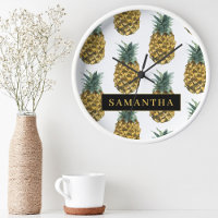 Aquarelle tropicale Motif ananas avec nom