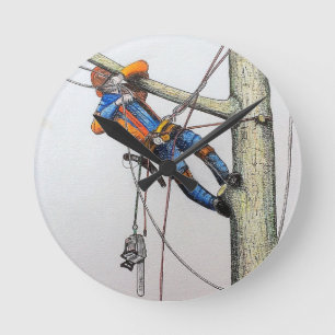 Horloge Ronde Arborist tree surgeon christmas card card