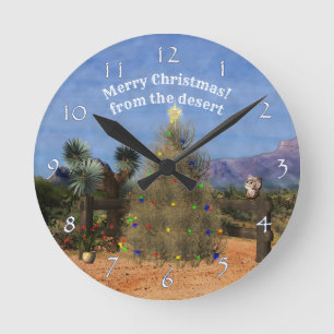 Horloge Ronde Arbre de Noël d'amarante