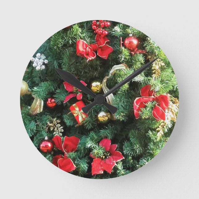 Horloge Ronde Arbre de Noël décoré (Recto)