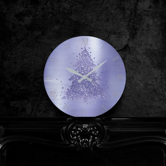 Horloge Ronde Arbre de Noël élégant | Charming Lavender Purple (Créateur téléchargé)