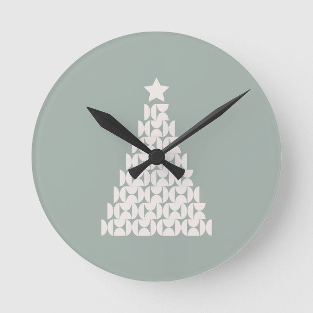 Horloge Ronde Arbre de Noël vert Sage (Recto)