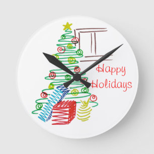 Horloge Ronde Arbre de vacances