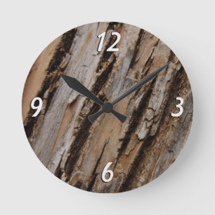 Horloge Ronde Arbre écorce I Abstrait naturel texturé