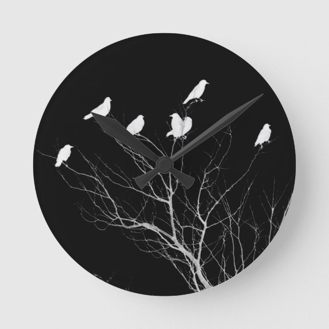 Horloge Ronde Arbre Noir Et Blanc (Recto)
