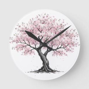 Horloge Ronde Arbre Sakura