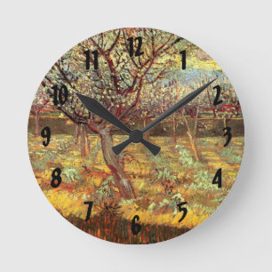 Horloge Ronde Arbres abricot en fleurs par Vincent van Gogh