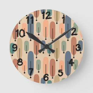Horloge Ronde Arbres atomiques rétro