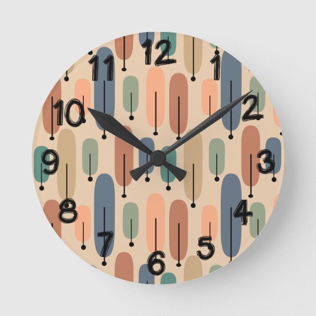 Horloge Ronde Arbres atomiques rétro (Recto)