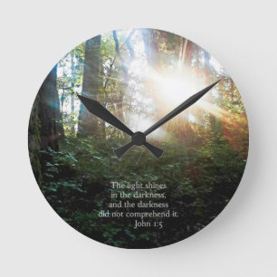 Horloge Ronde Arbres Bible chrétienne Verse Écriture Créationart