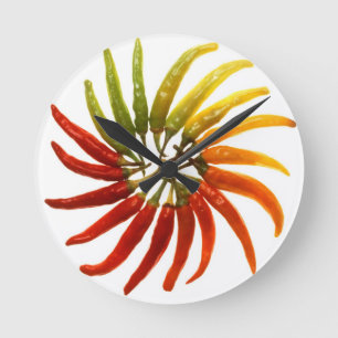 Horloge Ronde Arc en arc-en-ciel de poivron chaud