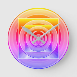 Horloge Ronde Arc-en-ciel Art Abstrait contemporain