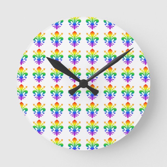 Horloge Ronde Arc-en-ciel Fleur-De-lis (Recto)
