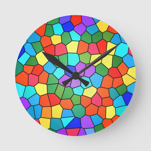 Horloge Ronde Arc-en-ciel mosaïque (Recto)