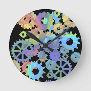 Horloge Ronde Arc-en-ciel vapeur métal engrenages art