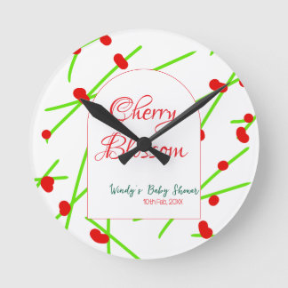 Horloge Ronde Arch shape cherry blossom red green baby shower na