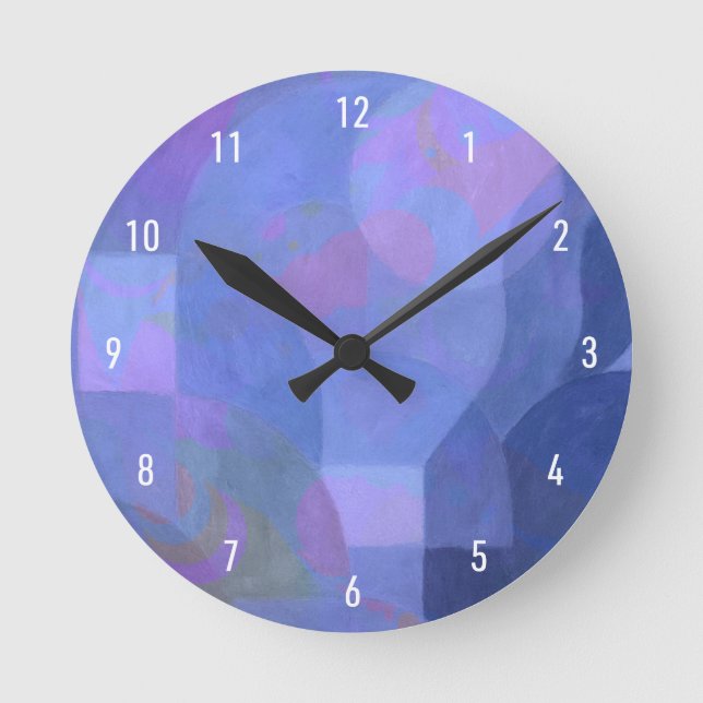 Horloge Ronde Arches de minuit - Indigo Géométrie Abstraite (Recto)