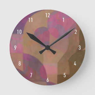 Horloge Ronde Arches Roses du désert - Géométrie Abstraite chaud