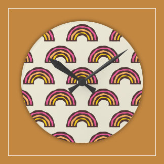 Horloge Ronde Arcs-en-ciel Rétro dans les Couleurs Vintage des S