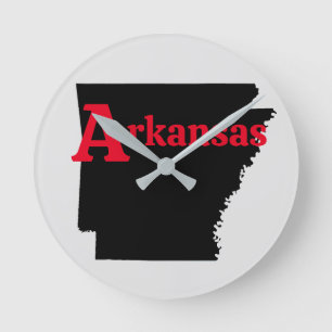 Horloge Ronde Arkansas Texte rouge