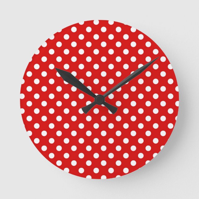 Horloge Ronde Arrière - plan à points Polka (Recto)