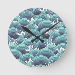 Horloge Ronde Arrière - plan décoratif de vague de mer