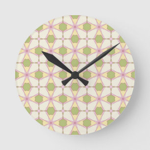Horloge Ronde Arrière - plan motif rétro coloré 3