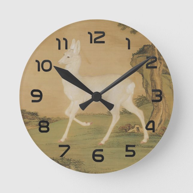 Horloge Ronde Art Auspicious Roe Deer (Recto)