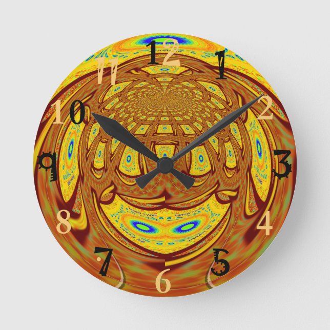 Horloge Ronde Art de baseball jaune doré Imprimer (Recto)