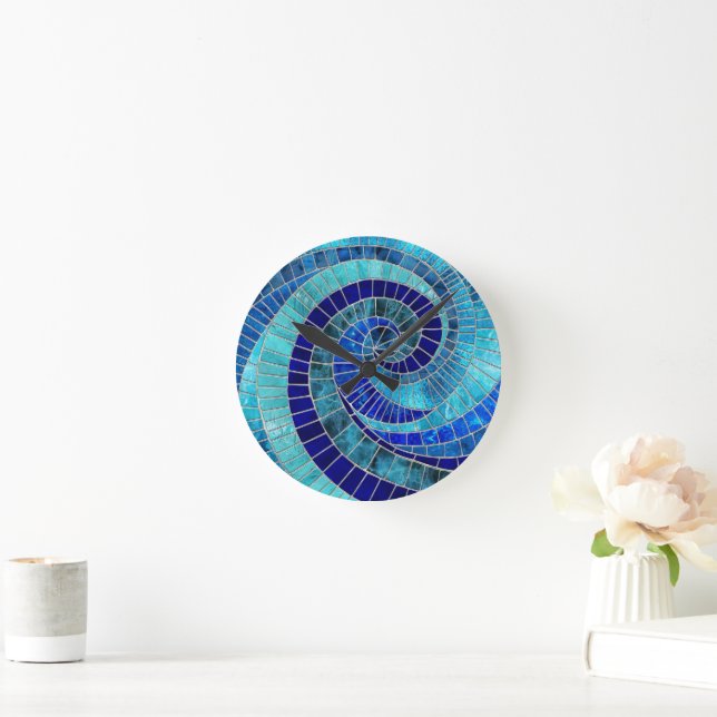 Horloge Ronde Art de la mosaïque de la vague océanique (Maison)