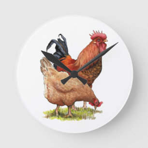 Horloge Ronde Art de poulet et de coq, volaille, animaux de ferm