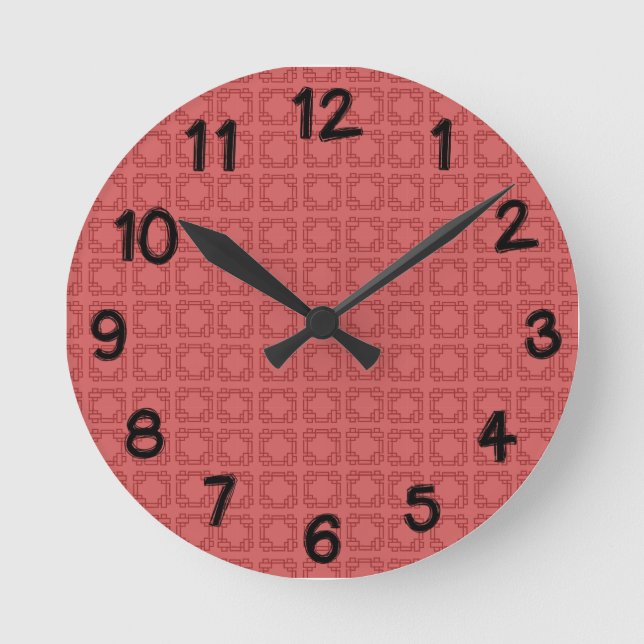 Horloge Ronde Art Deco Red Squares (Recto)