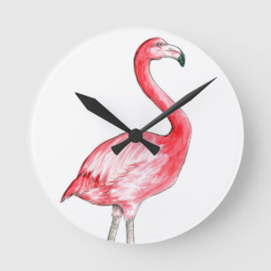 Horloge Ronde Art Flamant rose