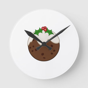 Horloge Ronde Art Illustratif du Pudding de Noël
