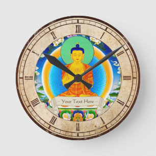 Horloge Ronde Art tibétain oriental frais de tatouage d'un dieu