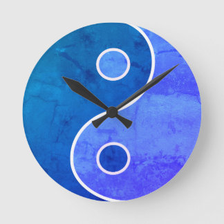 Horloge Ronde Art Yin Yang bleu