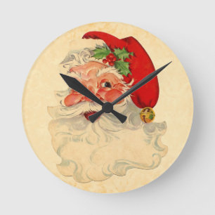 Horloge Ronde Article de sourire vintage de cadeau de Noël de