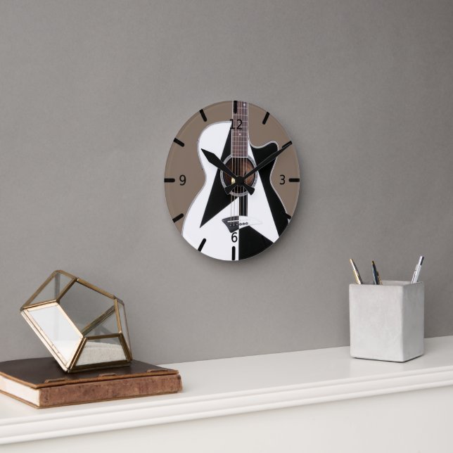 Horloge Ronde Artistic Black and White Dean Guitar Round Clock (Bureau)