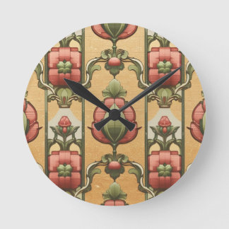 Horloge Ronde Arts & Crafts Craftsman et Mission frise florale