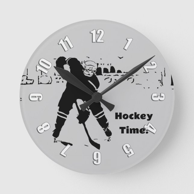 Horloge Ronde Attente de la canette - Joueur de hockey (Recto)