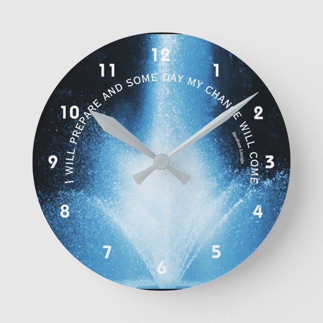 Horloge Ronde Attitude de la fontaine d'eau bleue Citation inspi (Recto)