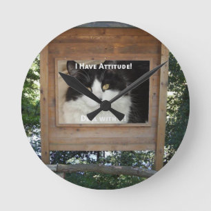 Horloge Ronde Attitude du chat