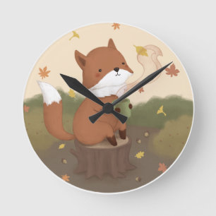 Horloge Ronde Automne magnifique : Fox