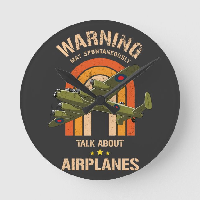 Horloge Ronde Avertissement Peut Parler Spontanément D'Avions (Recto)