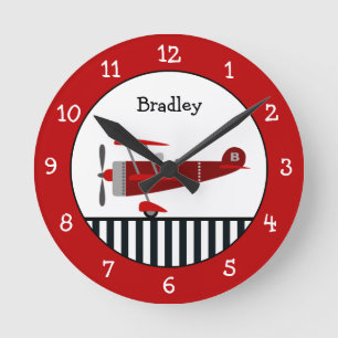 Horloge Ronde Avion rouge personnalisé