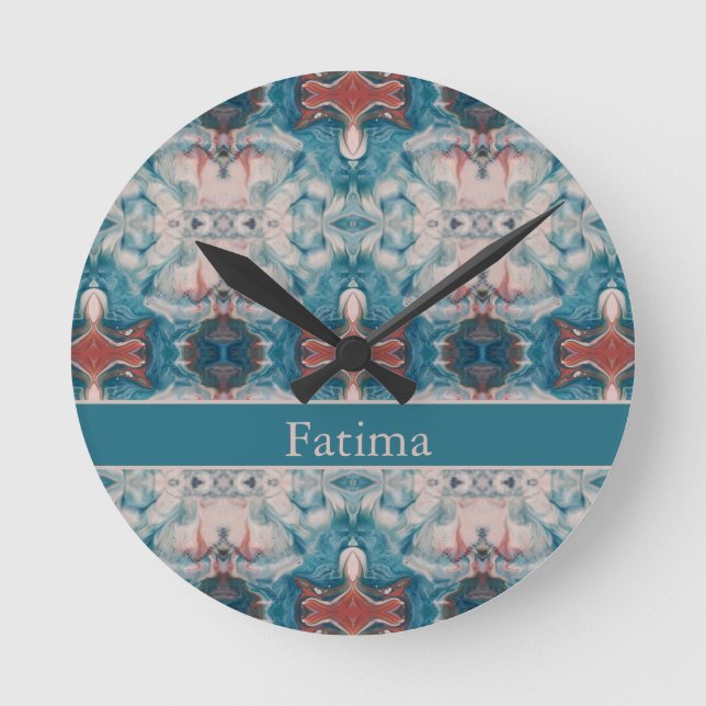 Horloge Ronde Azure Bloom, personnalisé (Recto)