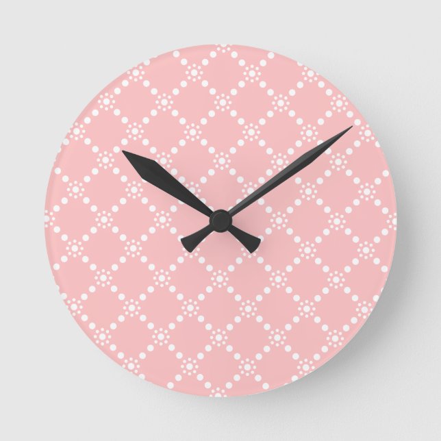 Horloge Ronde Baby Baby rosa mit weißen Blumen (Recto)