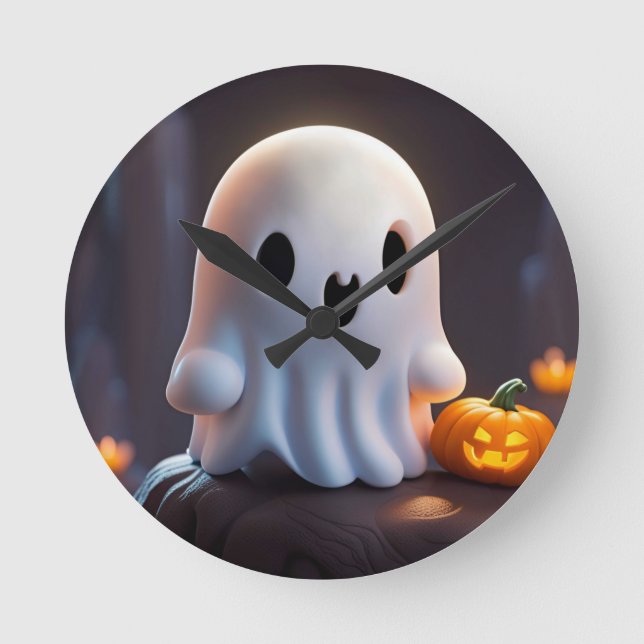 Horloge Ronde Baby Ghost Déplaisant mignon caractère Halloween (Recto)