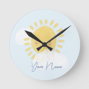 Horloge Ronde Baby shower d'anniversaire personnalisé Sunshine