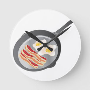 Horloge Ronde Bacon et Eggs